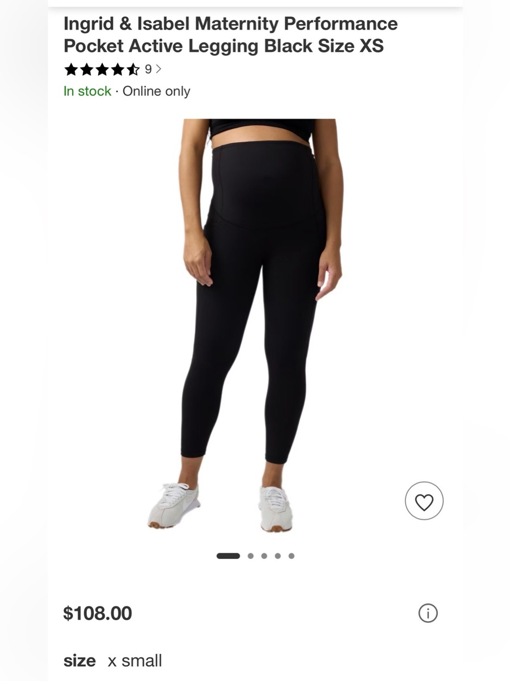 Isabel by ingrid +isabel Full panel Performance Maternity leggings XS